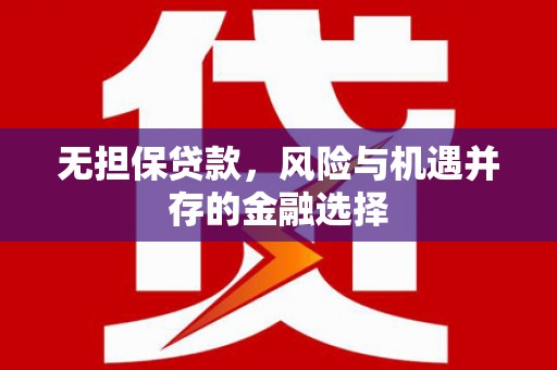 武江无担保贷款，风险与机遇并存的金融选择