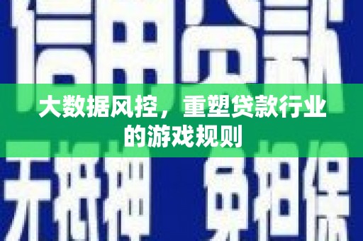 武江大数据风控，重塑贷款行业的游戏规则