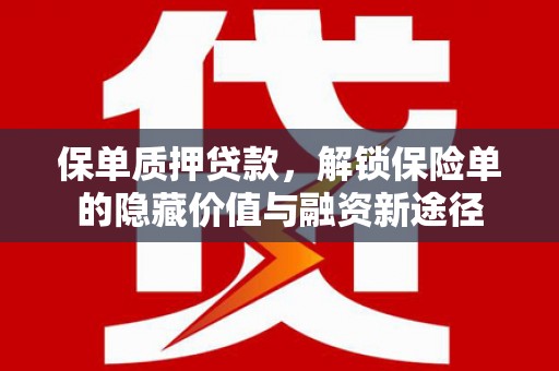 武江保单质押贷款，解锁保险单的隐藏价值与融资新途径