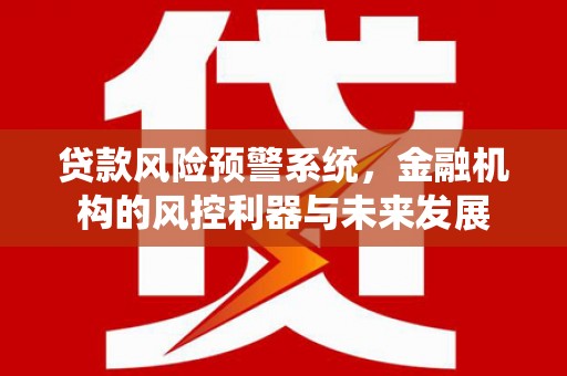 武江贷款风险预警系统，金融机构的风控利器与未来发展