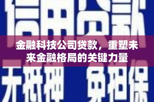 武江金融科技公司贷款，重塑未来金融格局的关键力量
