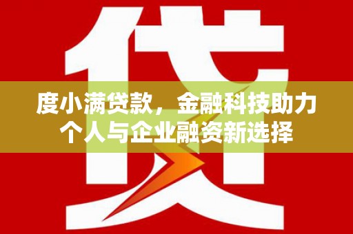 武江度小满贷款，金融科技助力个人与企业融资新选择