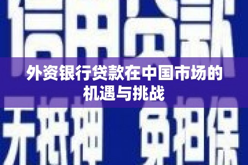 武江外资银行贷款在中国市场的机遇与挑战
