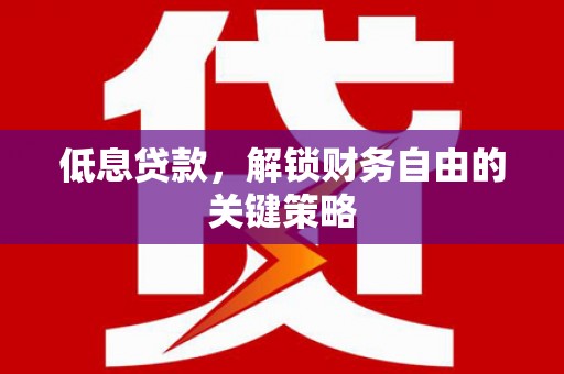 武江低息贷款，解锁财务自由的关键策略