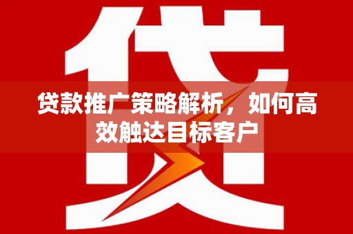武江贷款推广策略解析，如何高效触达目标客户