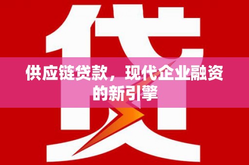 武江供应链贷款，现代企业融资的新引擎