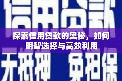 武江探索信用贷款的奥秘，如何明智选择与高效利用