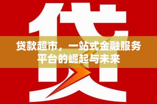 武江贷款超市，一站式金融服务平台的崛起与未来