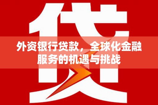 武江外资银行贷款，全球化金融服务的机遇与挑战